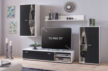 Wohnzimmer-Set >PUR< in Schwarz aus Holzwerkstoff - 234,3x170x40,2cm (BxHxT)