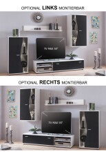 Wohnzimmer-Set >PUR< in Schwarz aus Holzwerkstoff - 234,3x170x40,2cm (BxHxT)