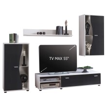 Wohnzimmer-Set >PUR< in Schwarz aus Holzwerkstoff - 234,3x170x40,2cm (BxHxT)