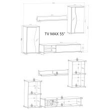 Wohnzimmer-Set >PUR< in Schwarz aus Holzwerkstoff - 234,3x170x40,2cm (BxHxT)