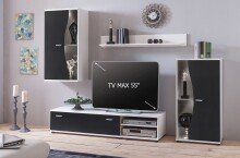 Wohnzimmer-Set >PUR< in Schwarz aus Holzwerkstoff - 234,3x170x40,2cm (BxHxT)