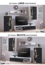 Wohnzimmer-Set >PUR< in Schwarz aus Holzwerkstoff - 234,3x170x40,2cm (BxHxT)
