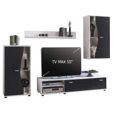 Wohnzimmer-Set >PUR< in Schwarz aus Holzwerkstoff - 234,3x170x40,2cm (BxHxT)