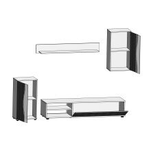 Wohnzimmer-Set >PUR< in Schwarz aus Holzwerkstoff - 234,3x170x40,2cm (BxHxT)