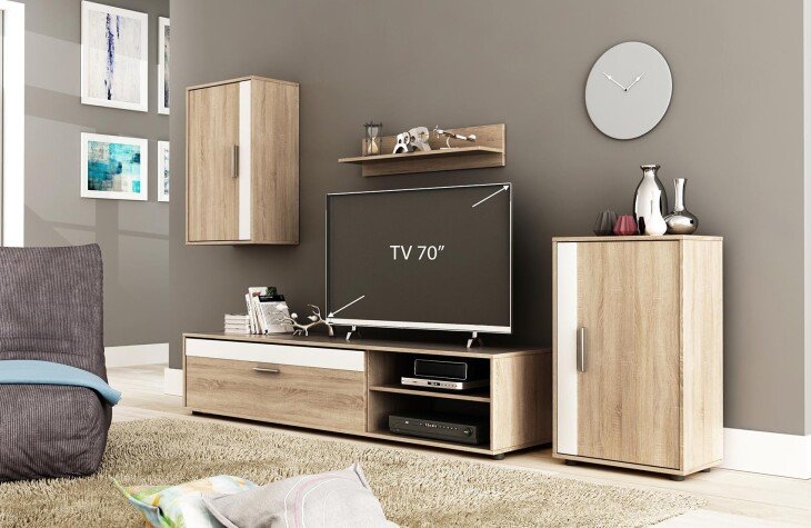 Wohnzimmer-Set >ANEMOS V< in Sonoma Eiche aus Holzwerkstoff - 270x190x42 (BxHxT)