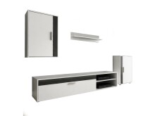 Wohnzimmer-Set >ANEMOS< in Weiß/Norwegische Kiefer - 270x190x42 (BxHxT)