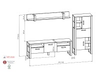 Wohnwand >NORDI< in Schwarz/Okapi Nuss - 270,1x177,6x43,1 (BxHxT)