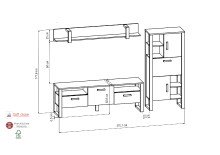 Wohnwand >NORDI< in Schwarz/Okapi Nuss - 270,1x177,6x43,1 (BxHxT)
