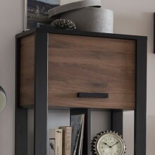 Wohnwand >NORDI< in Schwarz/Okapi Nuss - 227,3x177,6x43,1 (BxHxT)