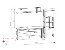 Wohnwand >NORDI< in Schwarz/Okapi Nuss - 227,3x177,6x43,1 (BxHxT)