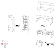 Wohnwand >NORDI< in Schwarz/Okapi Nuss - 270,1x200,1x43,1 (BxHxT)