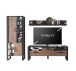 Wohnwand >NORDI< in Schwarz/Okapi Nuss - 270,1x200,1x43,1 (BxHxT)