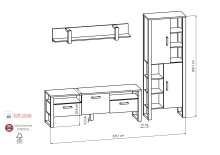 Wohnwand >NORDI< in Schwarz/Okapi Nuss - 270,1x200,1x43,1 (BxHxT)
