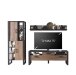 Wohnwand >NORDI< in Schwarz/Okapi Nuss - 270,1x200,1x43,1 (BxHxT)