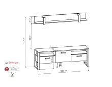 Wohnwand >NORDI< in Schwarz/Okapi Nuss - 180,3x177,6x43,1 (BxHxT)