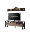 Wohnwand >NORDI< in Schwarz/Okapi Nuss - 180,3x177,6x43,1 (BxHxT)