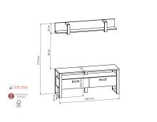 Wohnwand >NORDI< in Schwarz/Okapi Nuss - 150,3x177,6x43,1 (BxHxT)