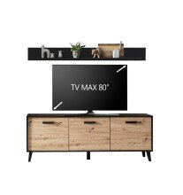 Wohnwand >ARTONA< in Dekor Artisan Eiche - 186x177,9x39,3 (BxHxT)