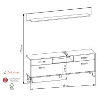 Wohnwand >ARTONA< in Dekor Artisan Eiche - 186x177,9x39,3 (BxHxT)