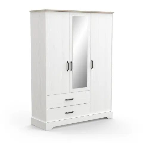 Kleiderschrank >Cottage< in weiß/Eiche Kronberg - 148,6x199,6x57,1cm (BxHxT)