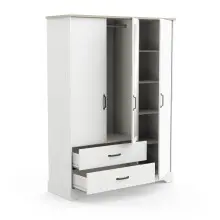 Kleiderschrank >Cottage< in weiß/Eiche Kronberg - 148,6x199,6x57,1cm (BxHxT)