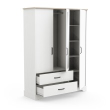 Kleiderschrank >Cottage< in weiß/Eiche Kronberg - 148,6x199,6x57,1cm (BxHxT)