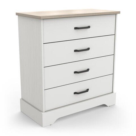 Schubkastenkommode >Cottage< in weiß/Eiche Kronberg - 84,7x94x41,9cm (BxHxT)