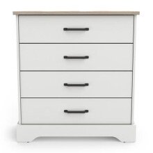 Schubkastenkommode >Cottage< in weiß/Eiche Kronberg - 84,7x94x41,9cm (BxHxT)