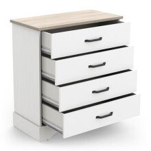 Schubkastenkommode >Cottage< in weiß/Eiche Kronberg - 84,7x94x41,9cm (BxHxT)