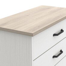 Schubkastenkommode >Cottage< in weiß/Eiche Kronberg - 84,7x94x41,9cm (BxHxT)