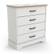 Schubkastenkommode >Cottage< in weiß/Eiche Kronberg - 84,7x94x41,9cm (BxHxT)
