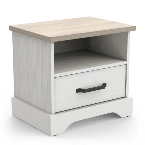 Nachtkommode >Cottage< in weiß/Eiche Kronberg - 47,3x43,7x35,3cm (BxHxT)