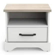Nachtkommode >Cottage< in weiß/Eiche Kronberg - 47,3x43,7x35,3cm (BxHxT)