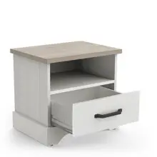 Nachtkommode >Cottage< in weiß/Eiche Kronberg - 47,3x43,7x35,3cm (BxHxT)