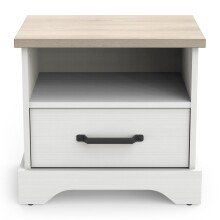 Nachtkommode >Cottage< in weiß/Eiche Kronberg - 47,3x43,7x35,3cm (BxHxT)