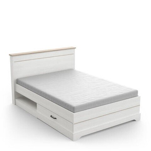 Bett >Cottage< in weiß/Eiche Kronberg - 153,4x102,2x214,7cm (BxHxT)
