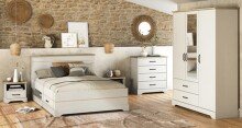 Bett >Cottage< in weiß/Eiche Kronberg - 153,4x102,2x214,7cm (BxHxT)