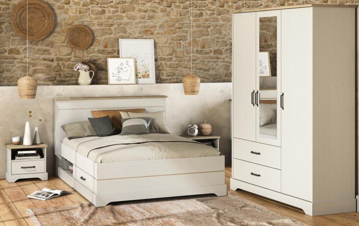 Schlafzimmer-Set >Cottage< in weiß/Eiche Kronberg