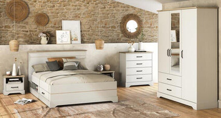 Schlafzimmer-Set >Cottage< in weiß/Eiche Kronberg