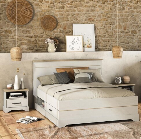 Bettanlage >Cottage< in weiß/Eiche Kronberg