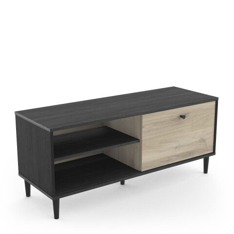 Lowboard >Arty< in Kohlschwarz/helles Holz - 110,4x47,5x39cm (BxHxT)
