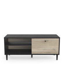 Lowboard >Arty< in Kohlschwarz/helles Holz - 110,4x47,5x39cm (BxHxT)