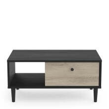 Couchtisch >Arty< in Kohlschwarz/helles Holz - 71,7x34,3x38,6cm (BxHxT)