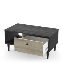 Couchtisch >Arty< in Kohlschwarz/helles Holz - 71,7x34,3x38,6cm (BxHxT)