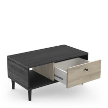 Couchtisch >Arty< in Kohlschwarz/helles Holz - 71,7x34,3x38,6cm (BxHxT)