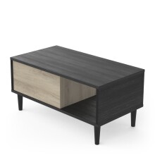Couchtisch >Arty< in Kohlschwarz/helles Holz - 71,7x34,3x38,6cm (BxHxT)