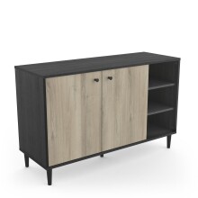Sideboard >Arty< in Kohlschwarz/helles Holz - 110x40x65cm (BxHxT)