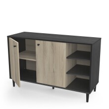 Sideboard >Arty< in Kohlschwarz/helles Holz - 110x40x65cm (BxHxT)