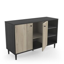 Sideboard >Arty< in Kohlschwarz/helles Holz - 110x40x65cm (BxHxT)