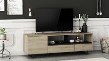 Lowboard >Harvey< in Eiche Champagner/ Beton Beige - 142x42x46cm (BxHxT)